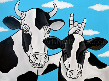 Cows - Acrylic Painting. Artist Hector Santiago.