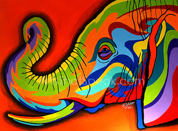 Elephant - Acrylic Painting. Artist Hector Santiago.