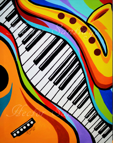 Hector Santiago Art - Musical Instruments - Acrylics on Canvas