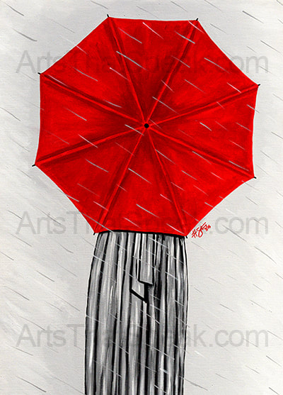 Red Umbrella - Acrylics on Canvas